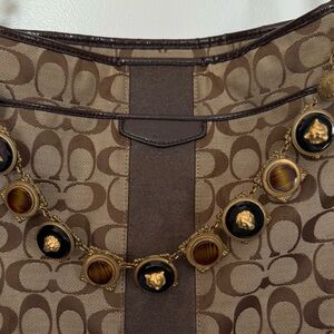 Gold Lion Medallion Statement Necklace / Bag Charm